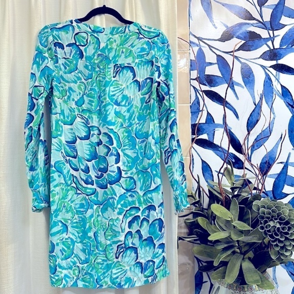 LILLY PULITZER Womens Agate Green Lazy River Delphine Stretch Silk Tunic Dress S - Picture 7 of 11